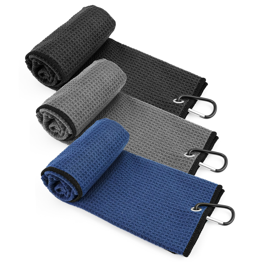 Golf Towel Waffle - マイクロファイバーゴルフタオル カラビナクリップ付き ウォッフルクリーニングタオル ゴルフクラブ用 ジムフィットネスランニングサイクリングフィッシング用タオル
