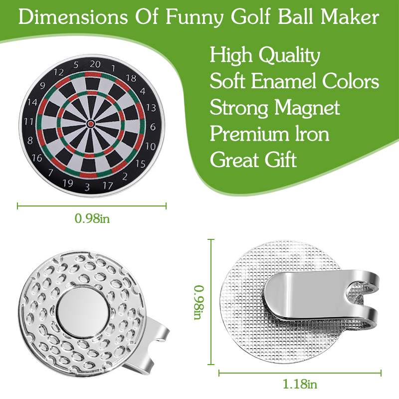ダーツボード型ゴルフハットクリップ装飾ゴルフボールスタイリッ - Ball Marker Set のレビューと価格