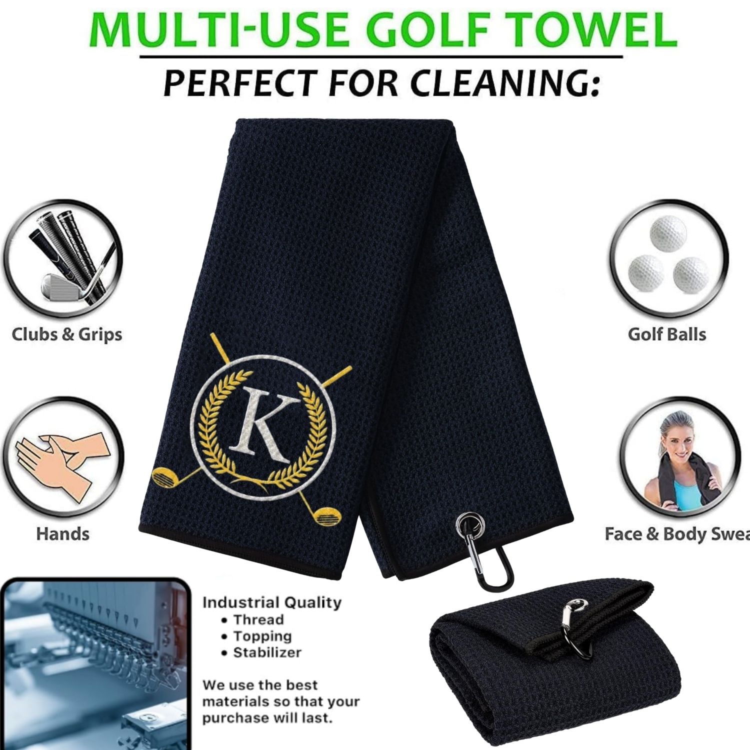マイクロファイバープレミアムゴルフタオル、男性と女性のための - Golf Towel Waffle のレビューと価格