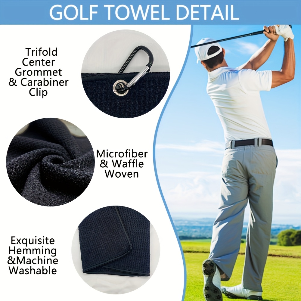 クリップ付きプレミアムゴルフタオル - ゴルファー、男性、女 - Golf Towel Waffle のレビューと価格