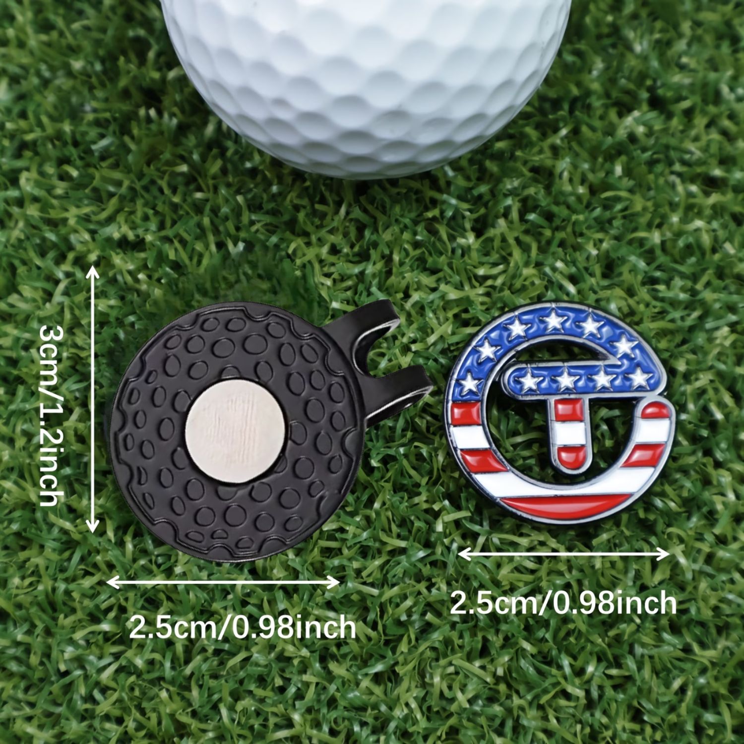 アメリカ国旗風星条旗ゴルフボールマーカー、マグネット式ハット - Ball Marker Set のレビューと価格