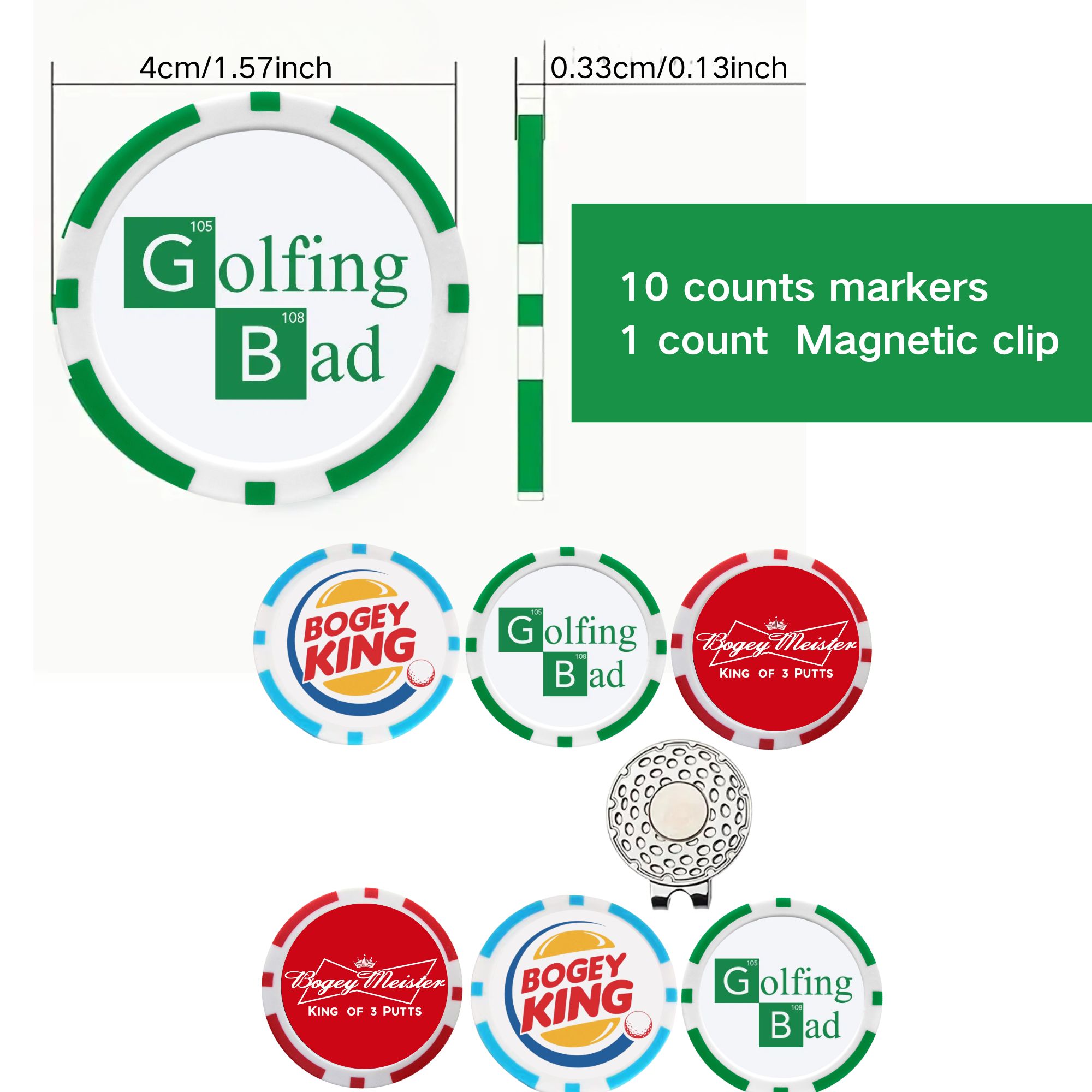 9個入りEA ABSゴルフポーカーボールマーカー、ベストセラ - Ball Marker Set のレビューと価格