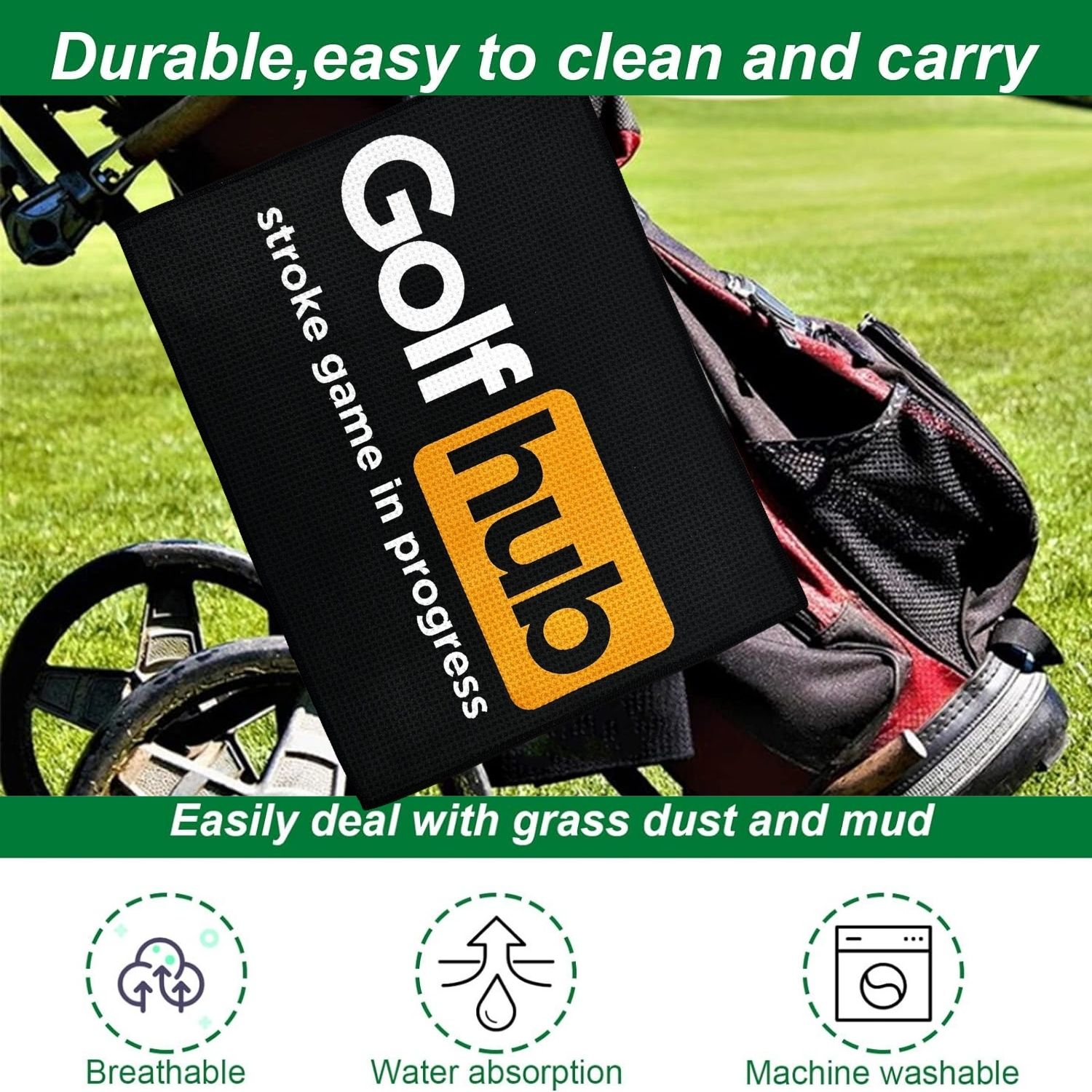 面白いマイクロファイバープレミアムゴルフタオル、男性と女性の - Golf Towel Waffle のレビューと価格