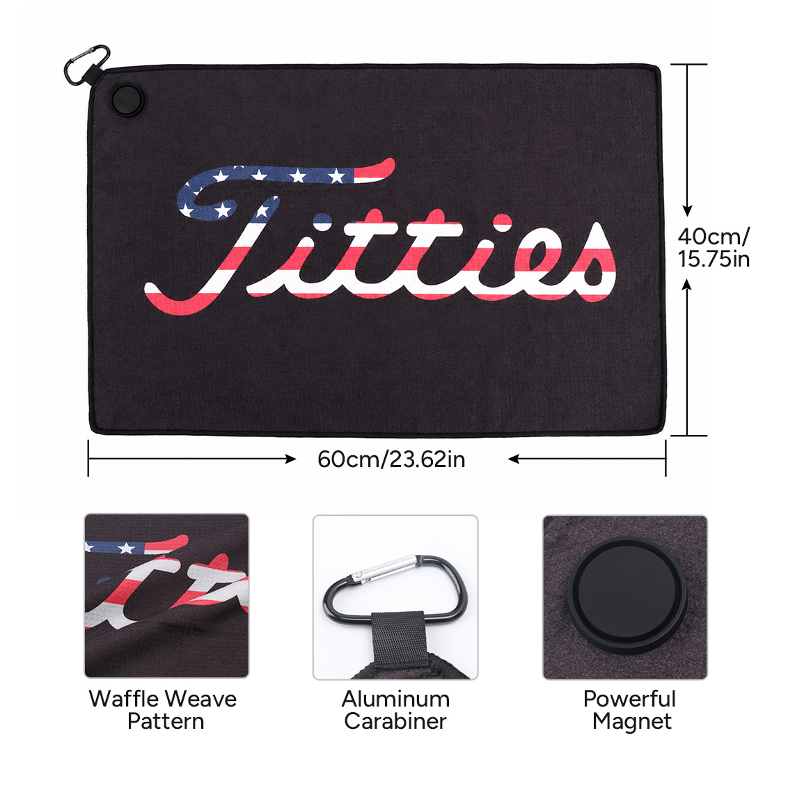 アメリカ国旗柄マグネットゴルフタオル 23.6フィート（長さ - Golf Towel Waffle のレビューと価格