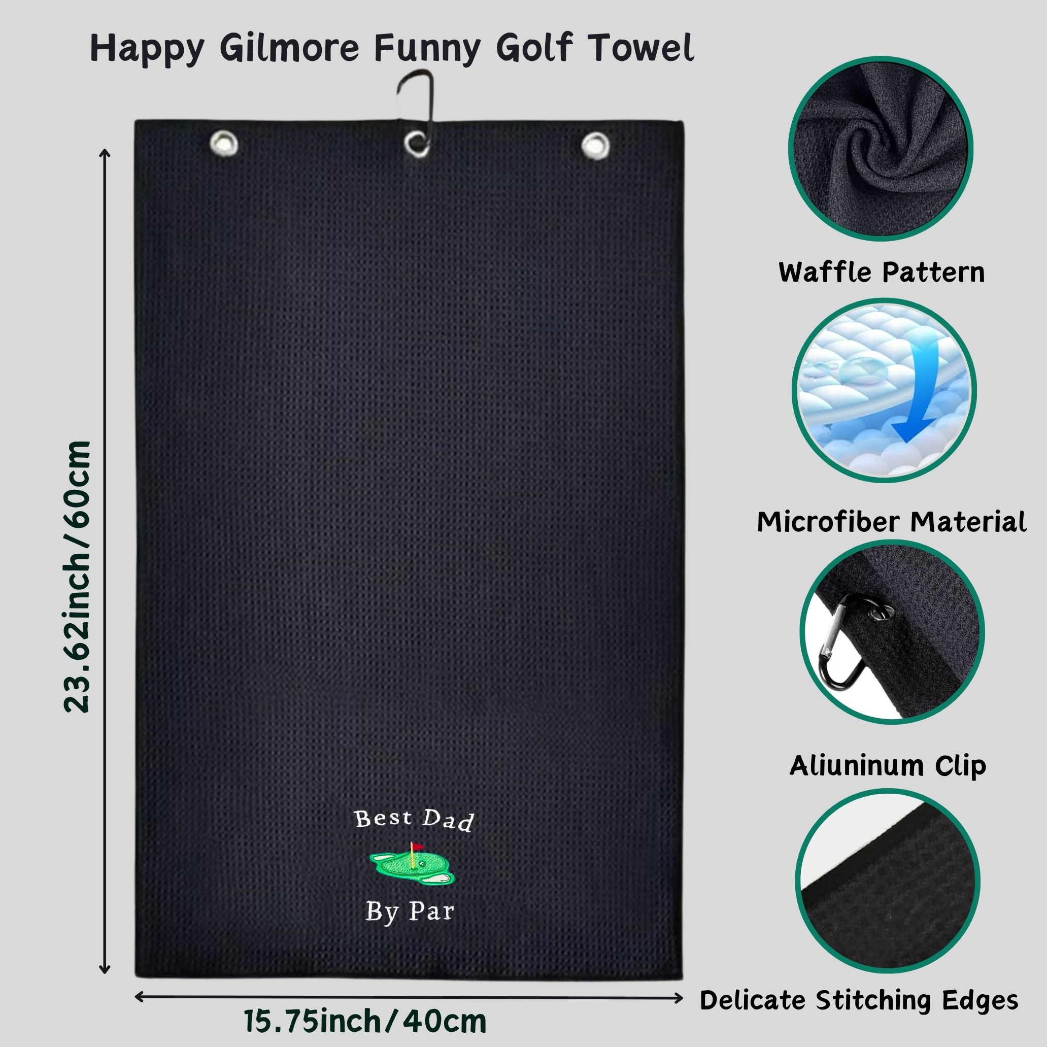 Best Dad マイクロファイバー プレミアムゴルフタオル - Golf Towel Waffle のレビューと価格